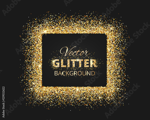 Black and gold background with glitter frame