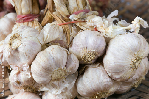 garlic on wooden background