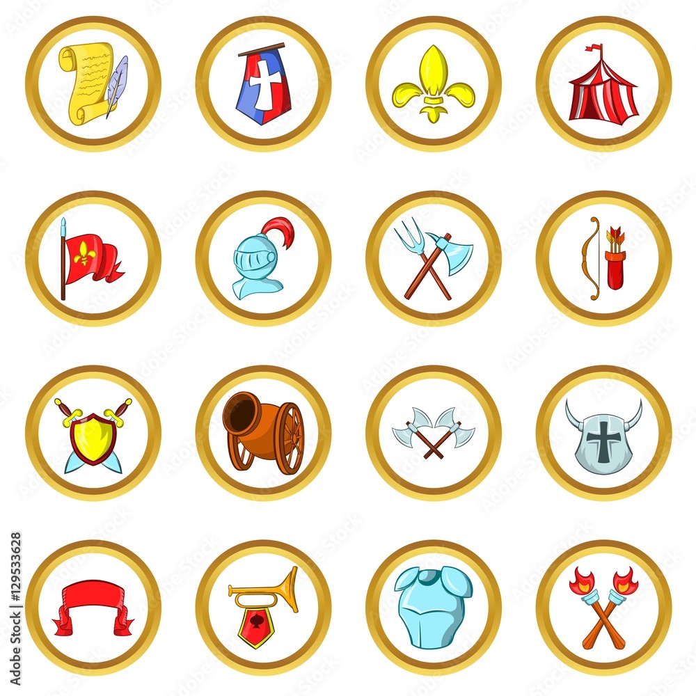 The middle ages vector set in cartoon style isolated on white background The middle ages vector set in cartoon style isolated on white background