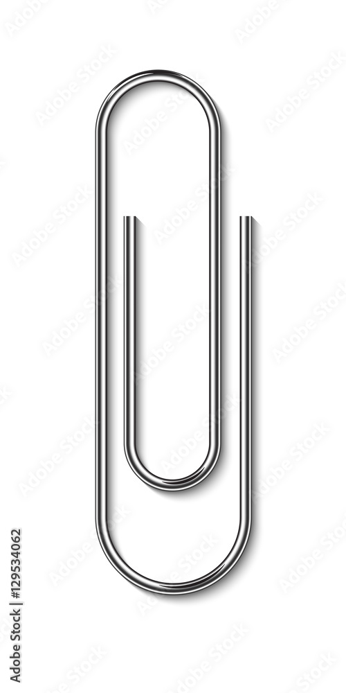 Metal paper clip isolated on white background