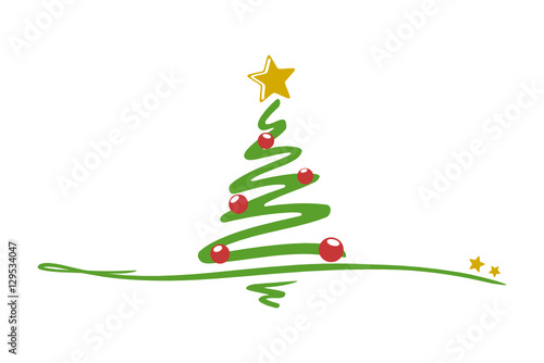 gezeichneter Weihnachtsbaum mit Schmuck