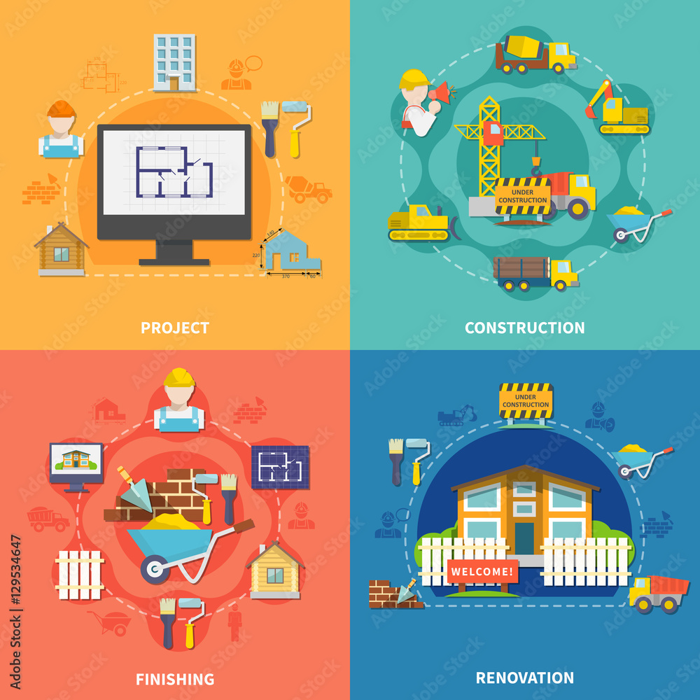 Construction Flat Concept Construction Flat Concept