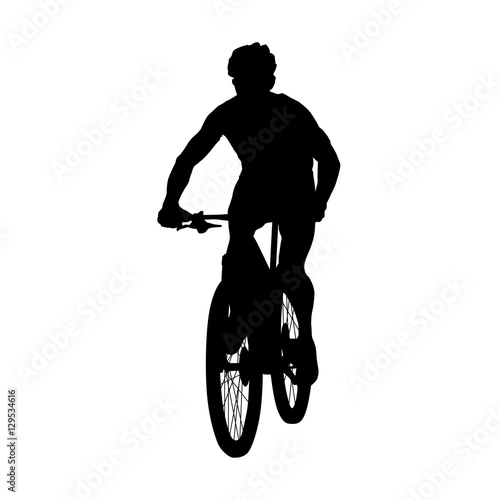 Mountain biker, cyclist vector silhouette