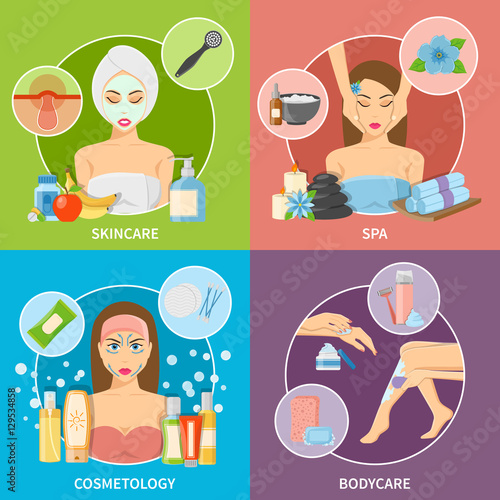 Skin And Body Cosmetology 2x2 Design Concept
