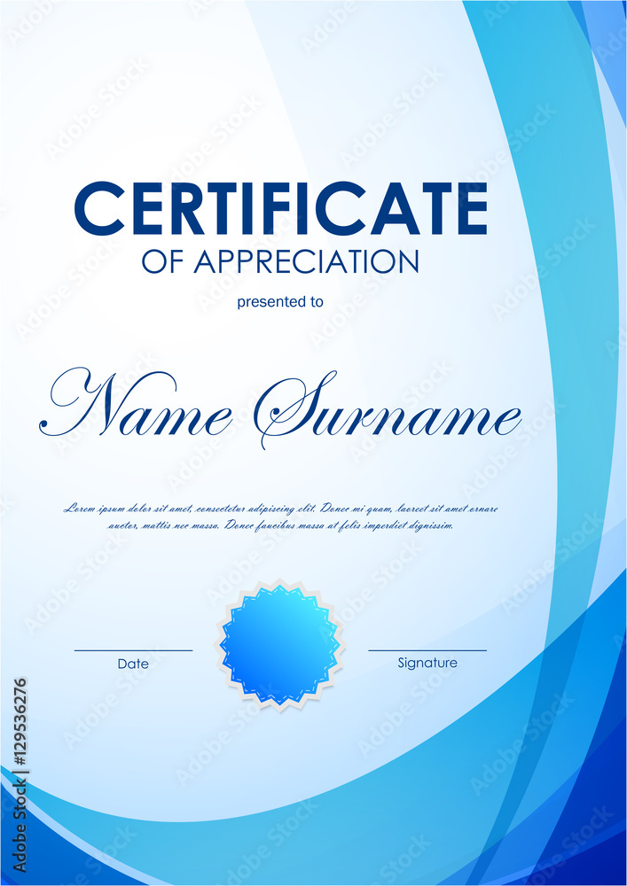 Obraz premium Certificate of appreciation template