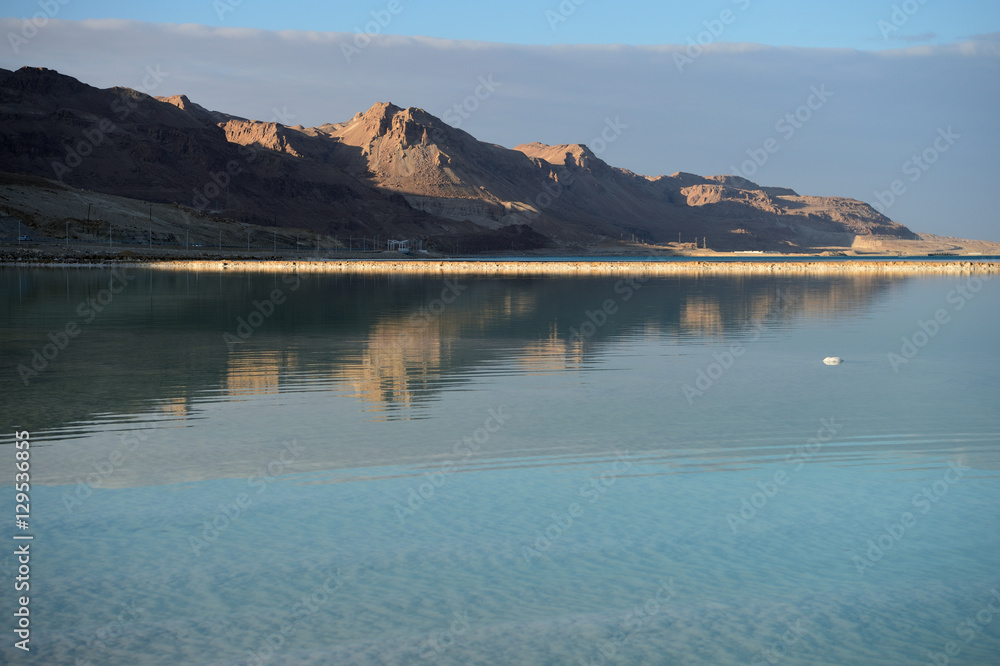 Dead Sea lit by the setting sun Dead Sea lit by the setting sun