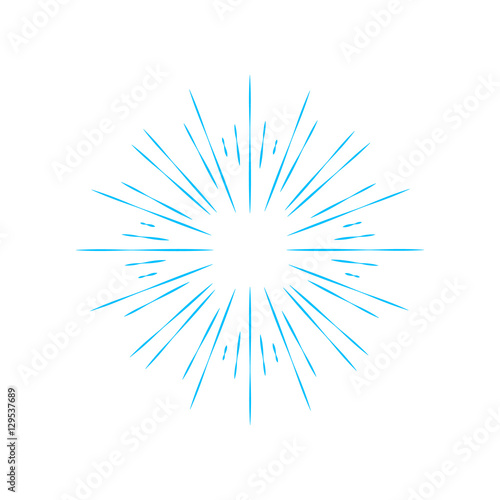 Rays radiating from a center. Linear drawing of rays of the sun. Design elements for your projects. Sunburst frame illustration.