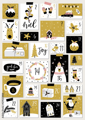 Advent calendar. Christmas poster.