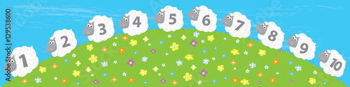 Obraz na płótnie sheep and numbers 1 - 10 / educational illustration w salonie
