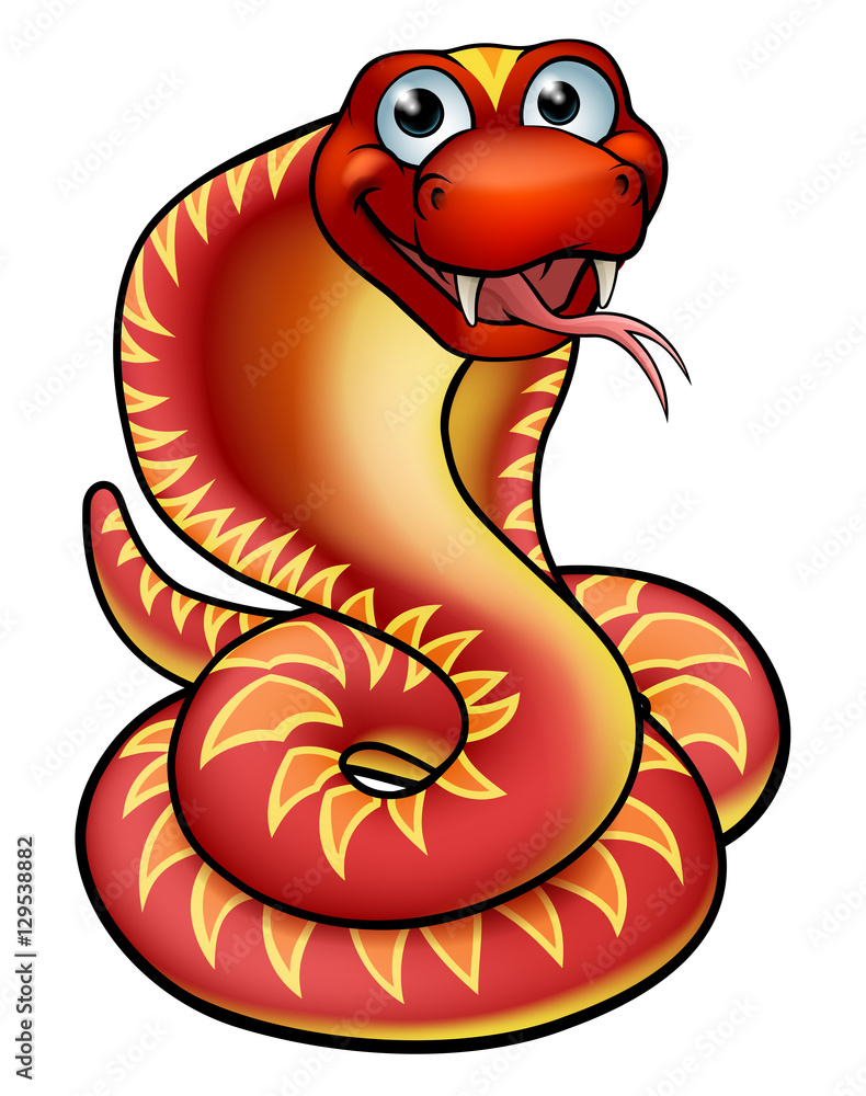 Fototapeta premium Cartoon Cobra Snake Character