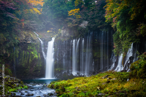 Autumn scene of Shiraito waterfall