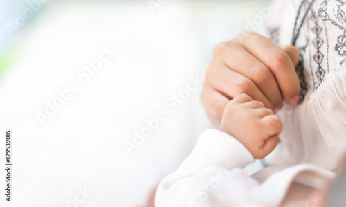 Soft focus and blurry of Baby Hands , selective focus