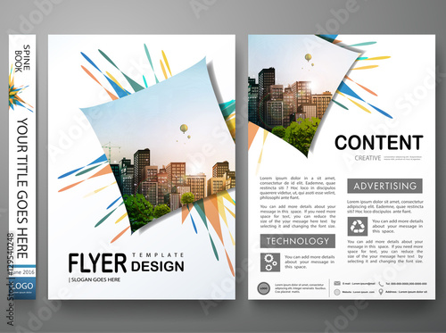 Portfolio design template vector.Minimal brochure report business flyers magazine poster.Abstract colorful fireworks on cover book presentation.City concept on A4 layout size. photo