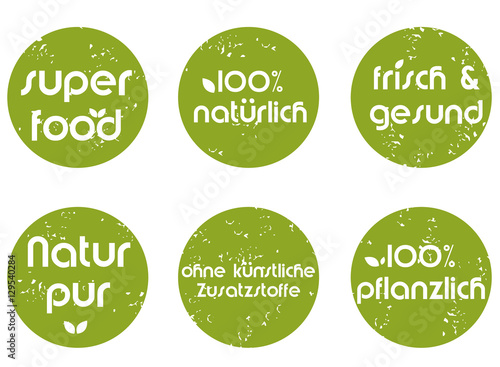 Symbol Set Superfood, natürlich, frisch, gesund, Natur pur, ohne künstliche Zusatzstoffe, pflanzlich