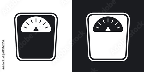 Vector bathroom scales icon. Two-tone version on black and white background photo