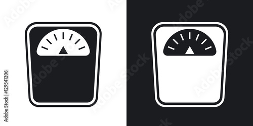 Vector bathroom scales icon. Two-tone version on black and white background