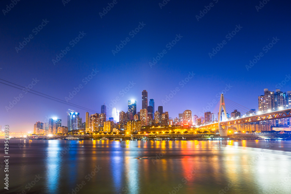 cityscape and skyline of chongqing new city at twilight