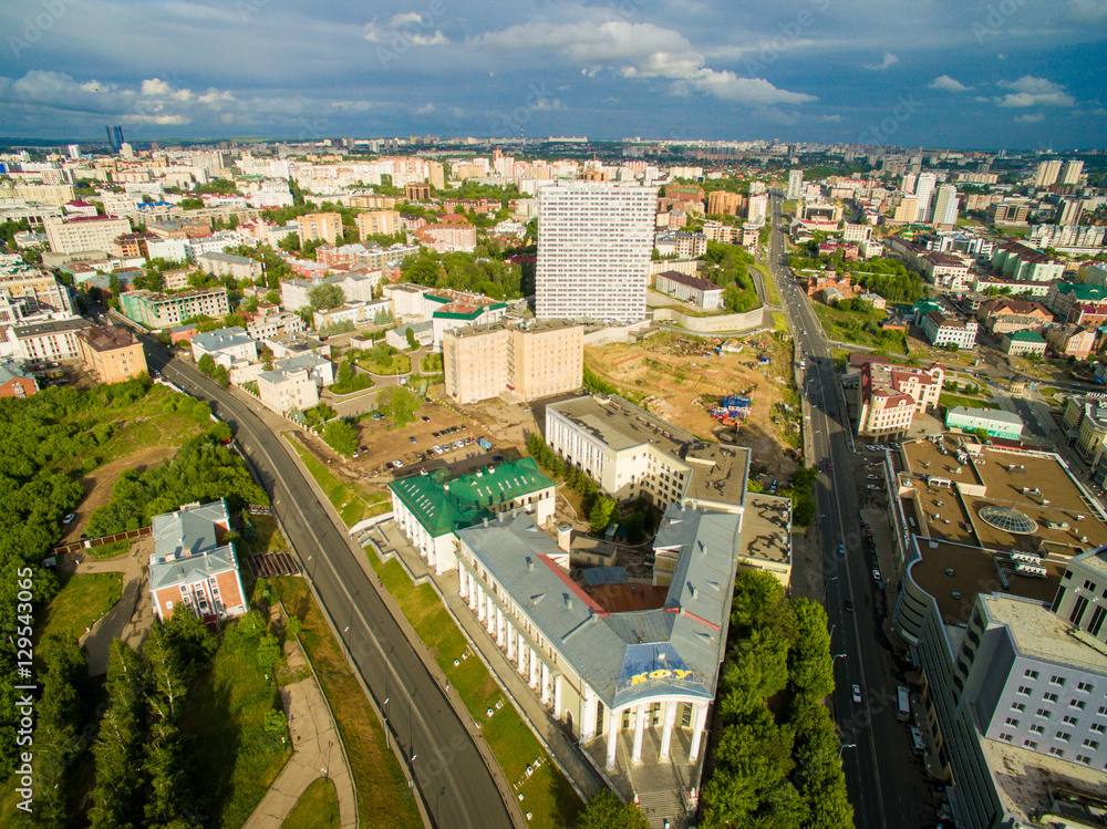 Fototapeta premium Kazan. Aerial view center of city at Grand Hotel