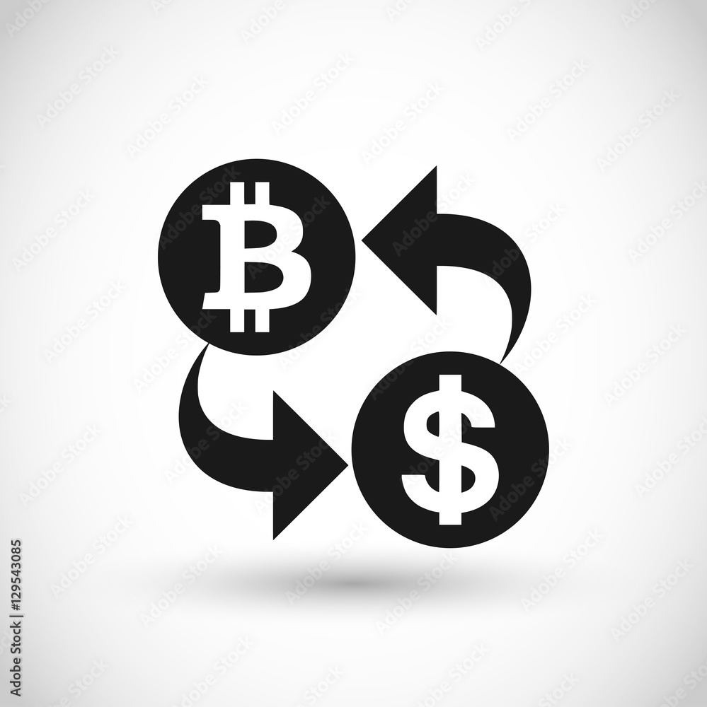 Bit coin to dollar exchange icon vector Bit coin to dollar exchange icon vector