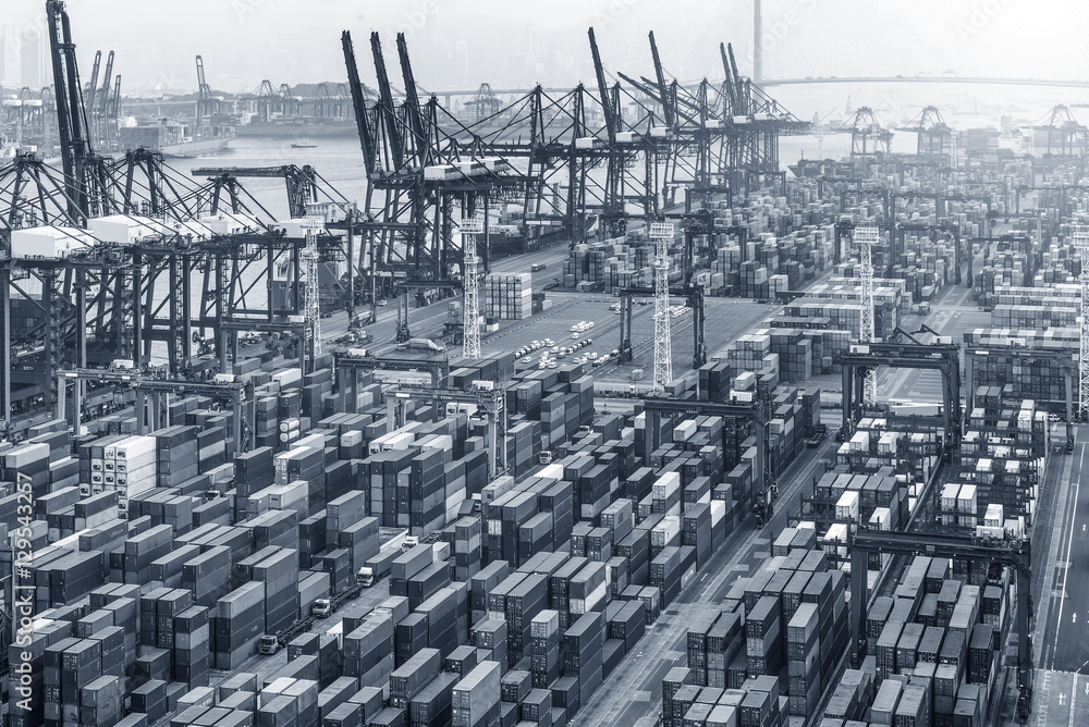 Fototapeta premium industrial port with containers