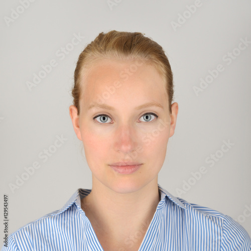 Photobooth portrait isolated on a grey background
