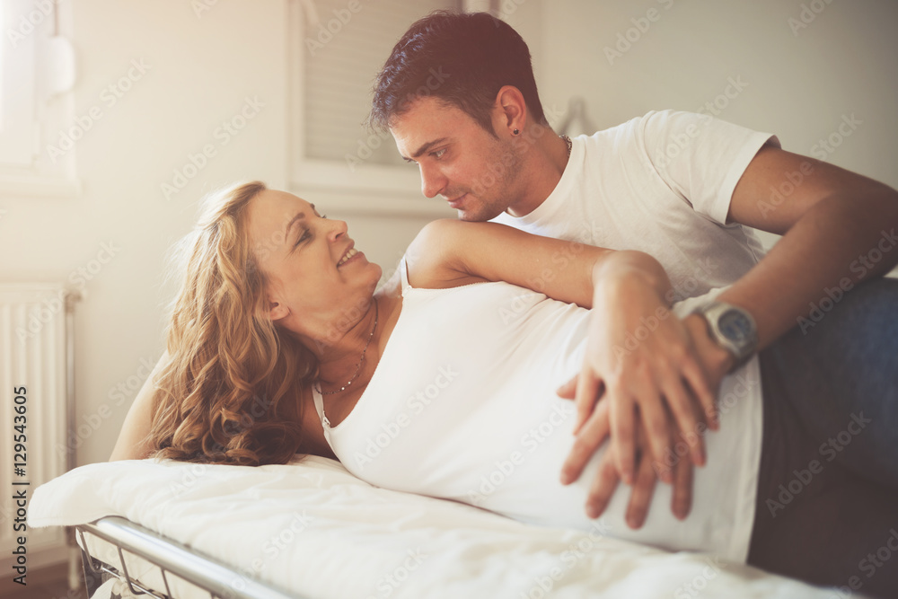 Happy couple expecting newbord Happy couple expecting newbord