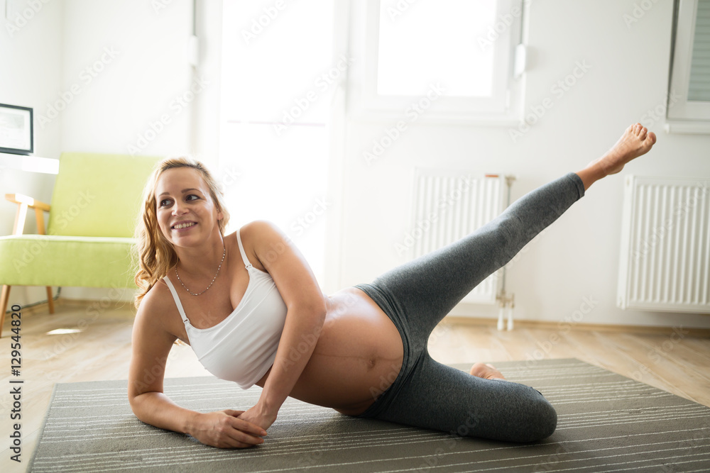 Pregnant woman staying active and healthy Pregnant woman staying active and healthy