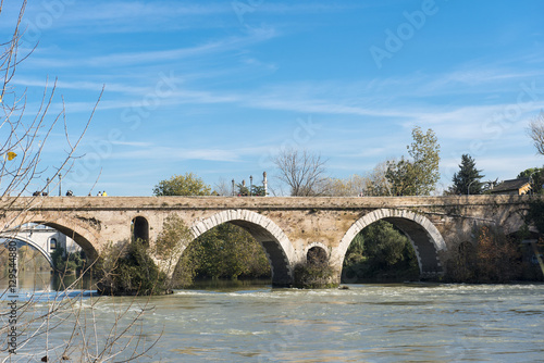 Rome  Italy  - The Tiber river and the Milvio Bridge