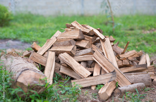 Fototapeta Naklejka Na Ścianę i Meble -  chopped firewood on a stack