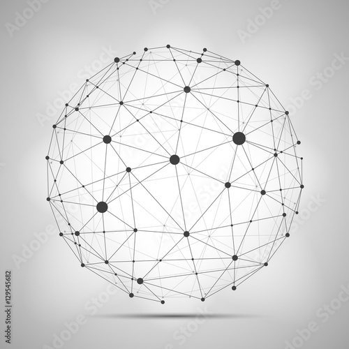 Vector wireframe connecting earth sphere. Globe connection concept.
