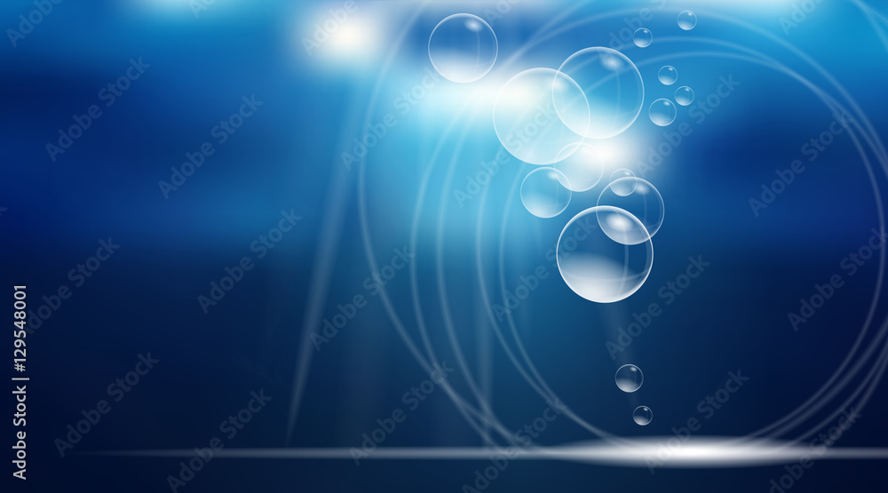 Digital vector abstract empty blue background with water bubbles and light waves. Ready for product placement and infographic, ads, print or magazine Digital vector abstract empty blue background with water bubbles and light waves. Ready for product placement and infographic, ads, print or magazine
