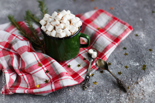 Cocoa with marshmallow and chocolate in the Christmas clearance photo