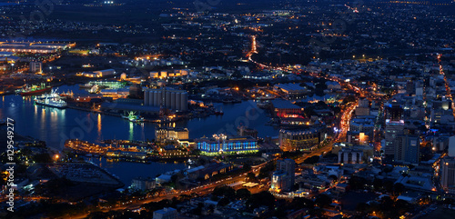 Panoramic urban skyline at night