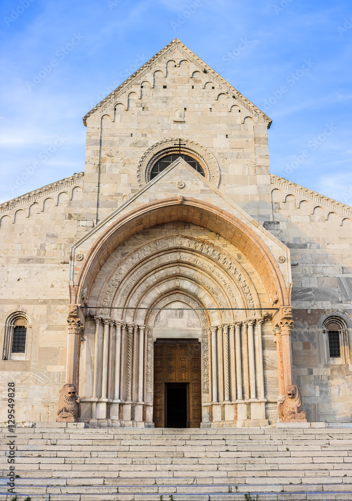 Main entrance of the cathedral of di San Ciriaco in Ancona, Ital