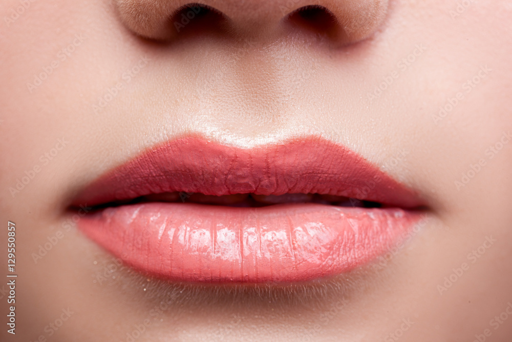 Obraz premium Women beautiful sexy lips macro, makeup,closeup