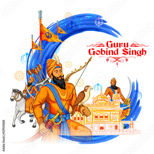 Happy Guru Gobind Singh Jayanti festival for Sikh celebration background