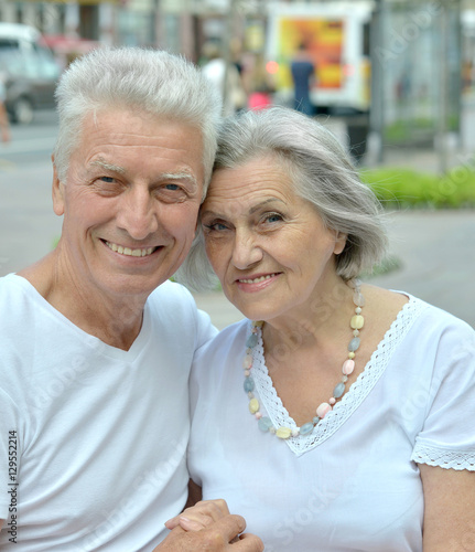 beautiful elderly couple outdoor