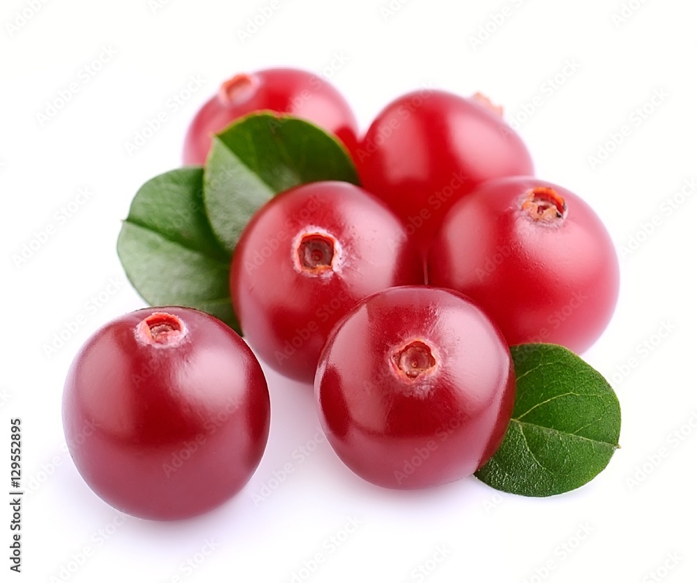 Sweet cranberries with leafs Sweet cranberries with leafs