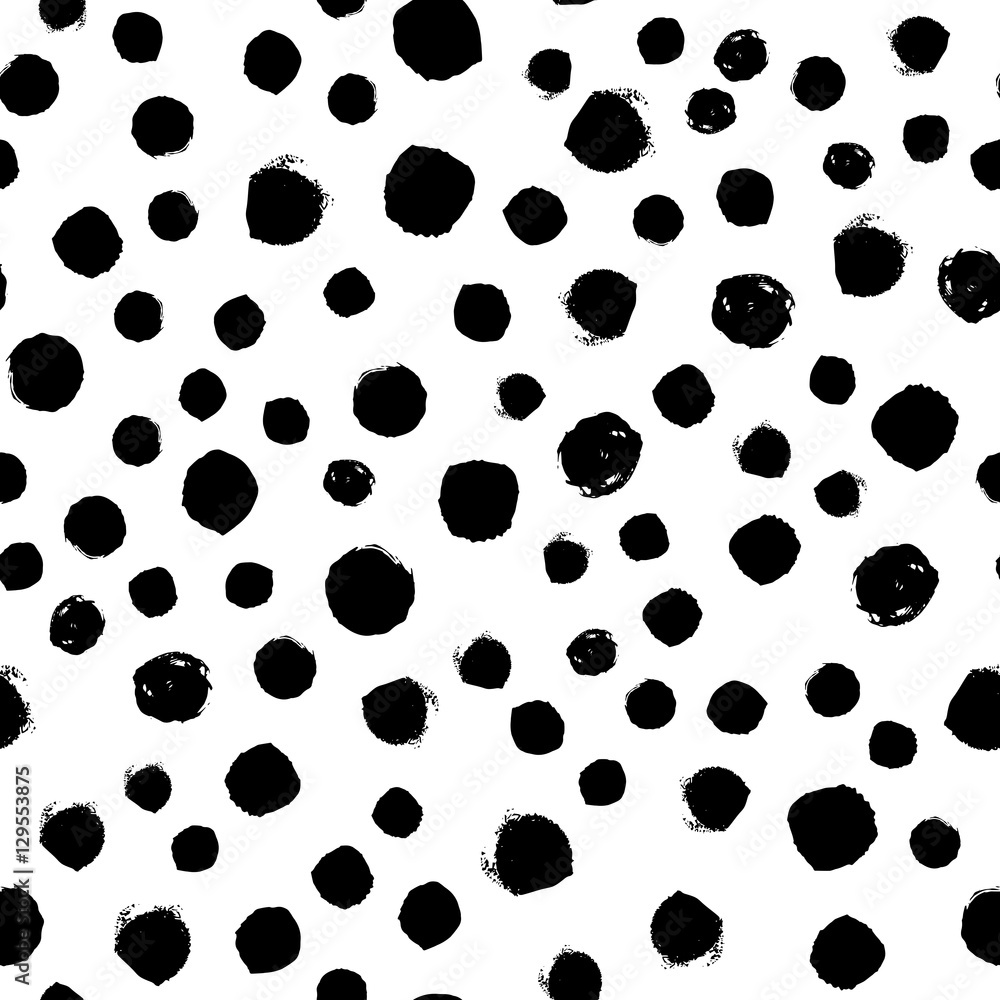 Fototapeta premium Random seamless pattern with hand drawn black dots