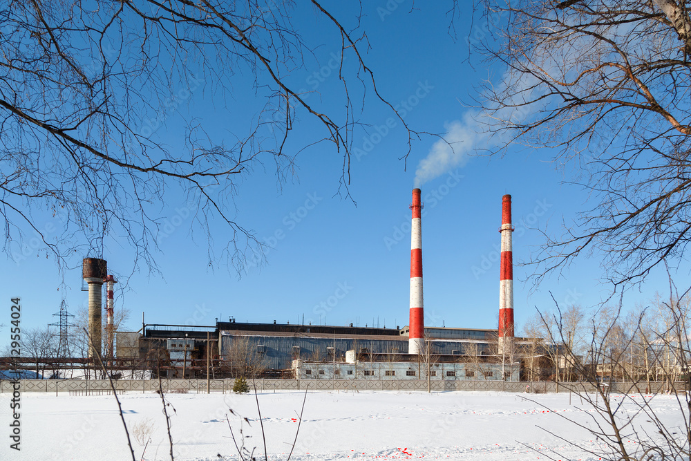 Industrial landscape in winter.