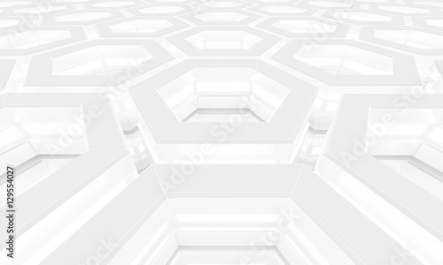 Abstract 3d-rendering background of futuristic construction with hexagons. 3D illustration