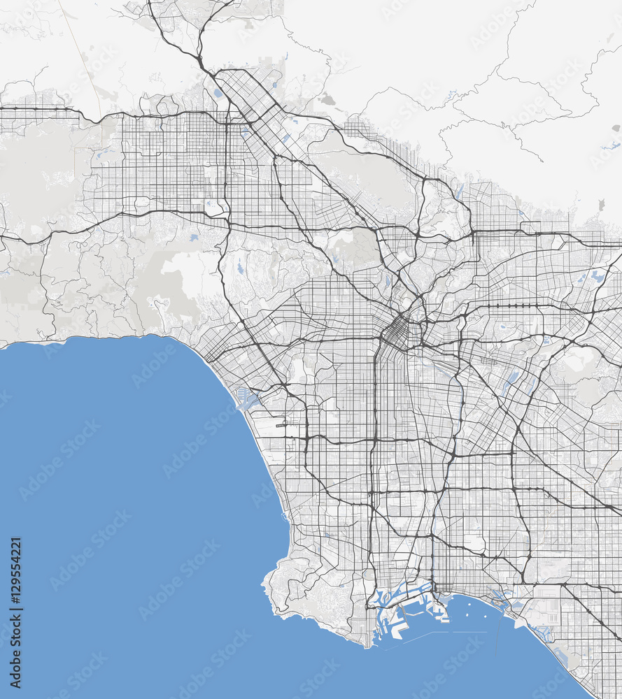 Obraz premium Map Los Angeles city. California Roads