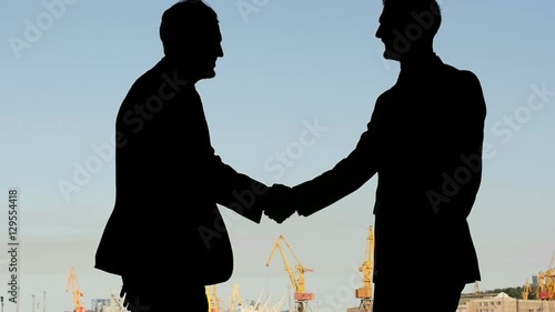 meeting of two businessman in the seaport