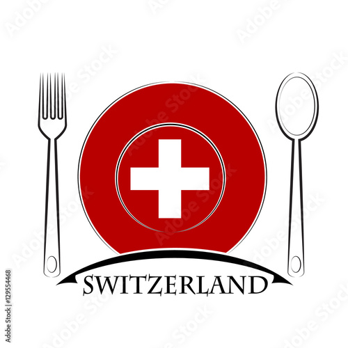 Food  logo made from the flag of Switzerland