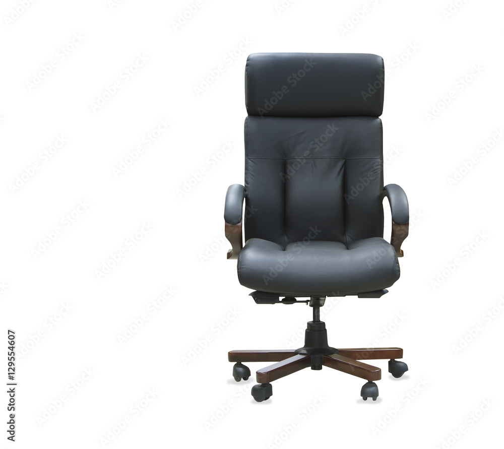 The office chair from black leather. Isolated The office chair from black leather. Isolated
