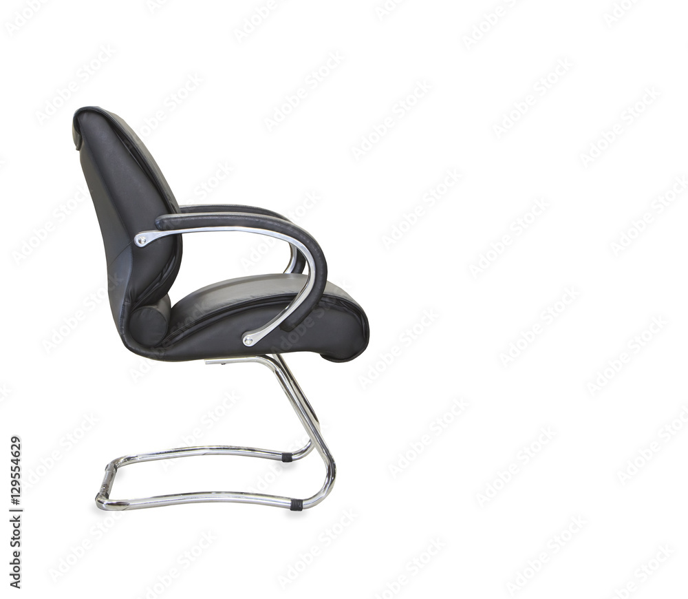 The office chair from black leather. Isolated The office chair from black leather. Isolated