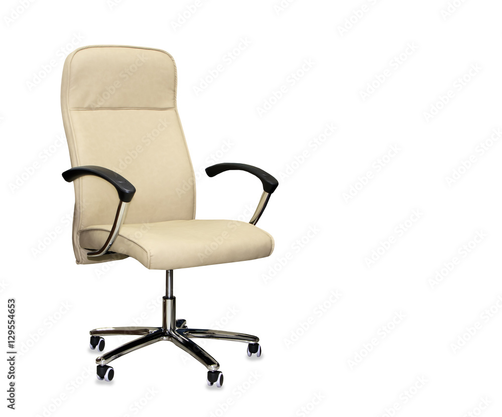 Modern office chair from beige leather. Isolated Modern office chair from beige leather. Isolated