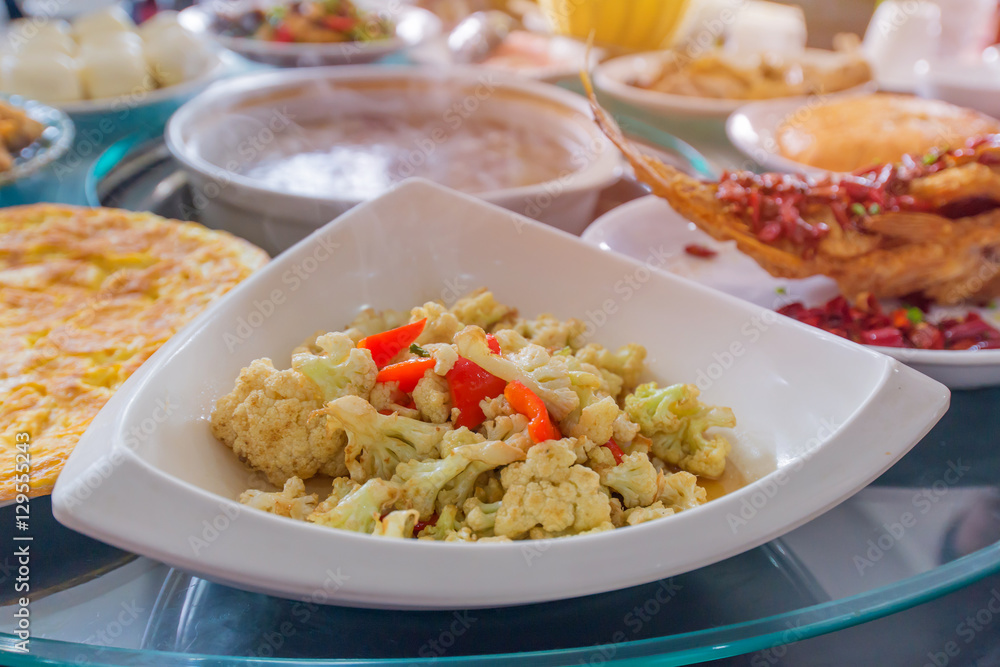 Huge amount of food on the table for Dinner time or lunch in res Huge amount of food on the table for Dinner time or lunch in res