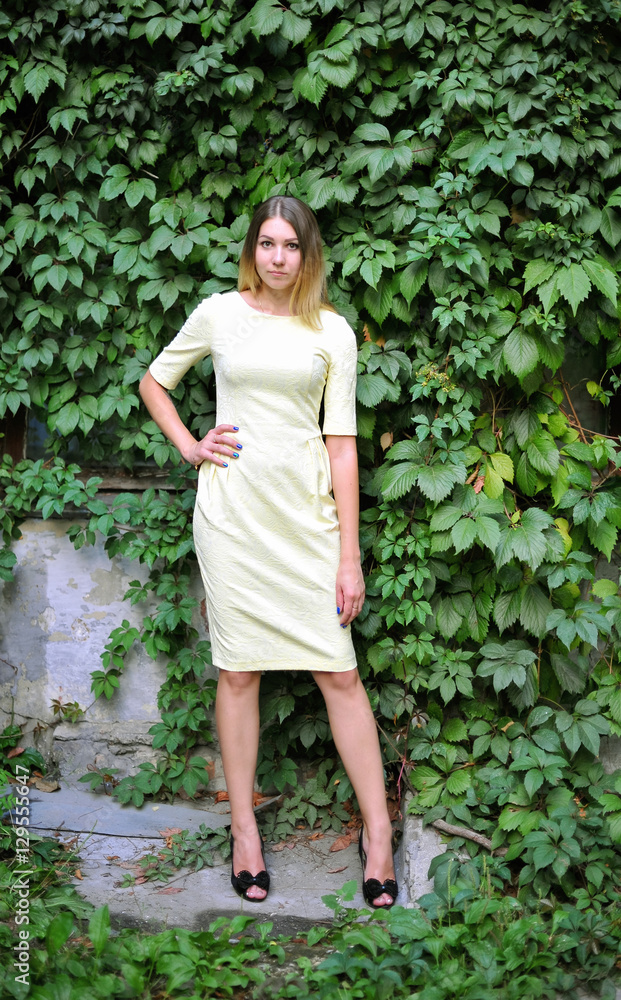 Portrait of beautiful female model in the garden Portrait of beautiful female model in the garden