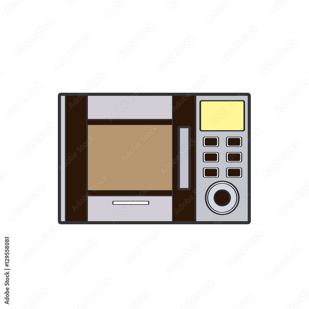 Fototapeta premium Symbol of microwave. color line art. Vector illustration